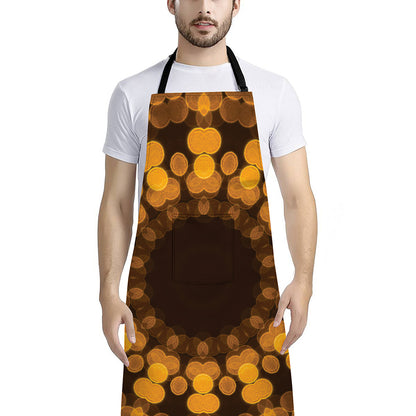 Yellow Spot Kaleidoscope Print Bib Apron With Pocket