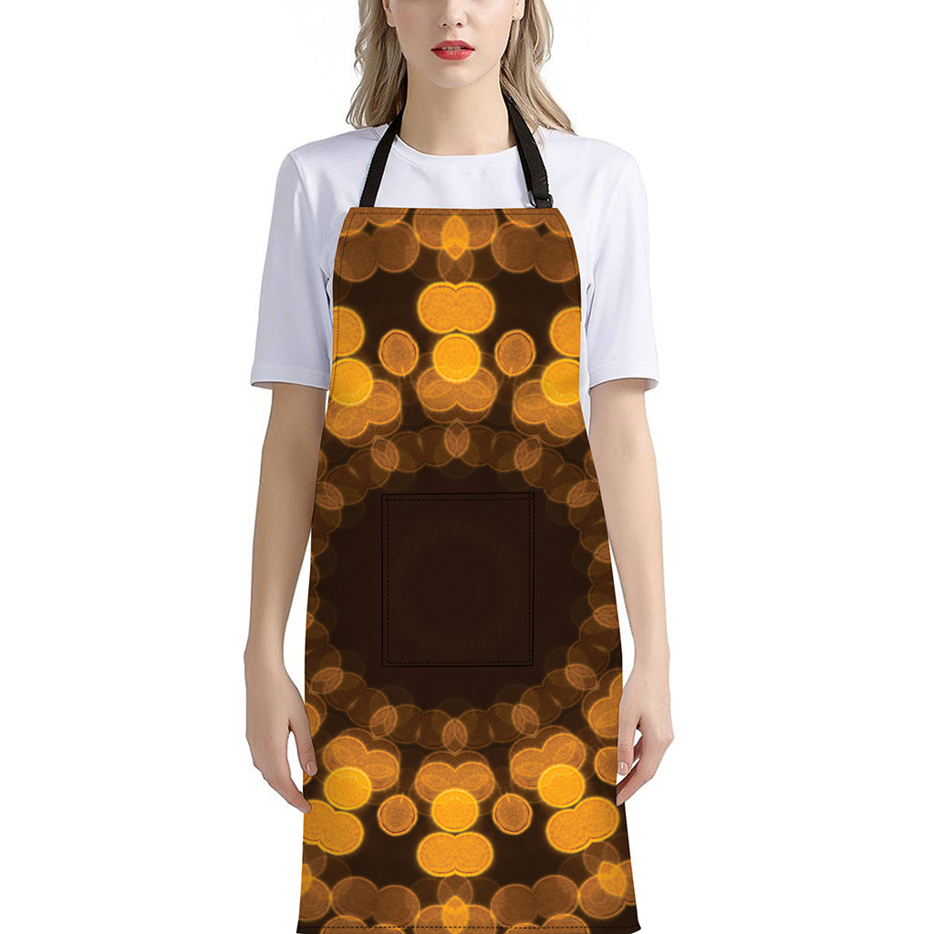 Yellow Spot Kaleidoscope Print Bib Apron With Pocket