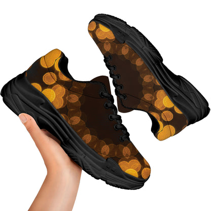 Yellow Spot Kaleidoscope Print Black Chunky Shoes