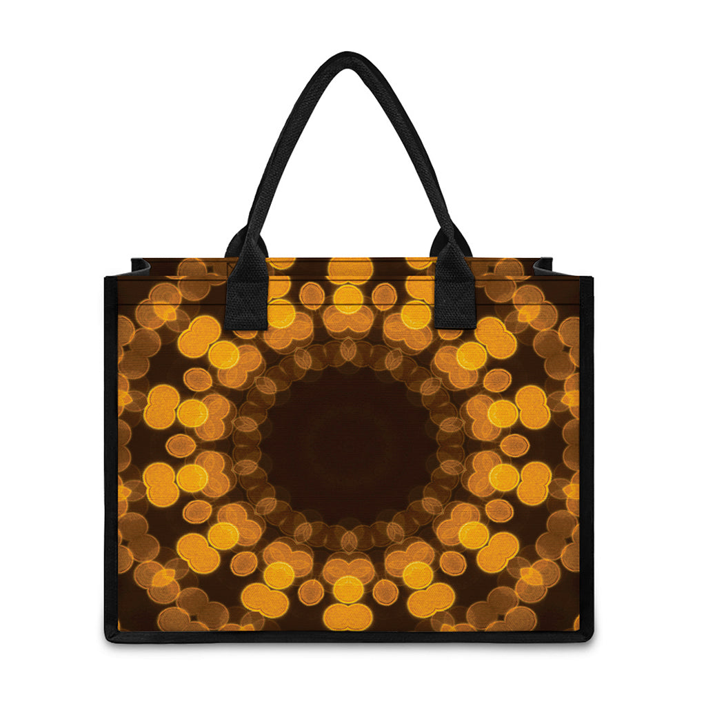 Yellow Spot Kaleidoscope Print Canvas Tote Bag