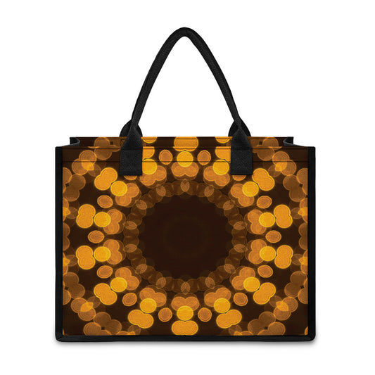 Yellow Spot Kaleidoscope Print Canvas Tote Bag