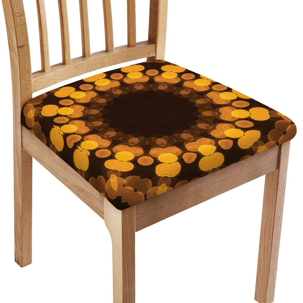 Yellow Spot Kaleidoscope Print Chair Cushion Cover