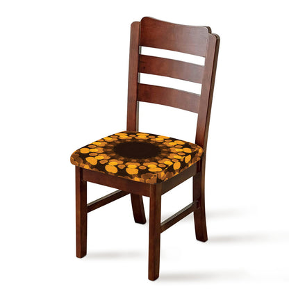 Yellow Spot Kaleidoscope Print Chair Cushion Cover