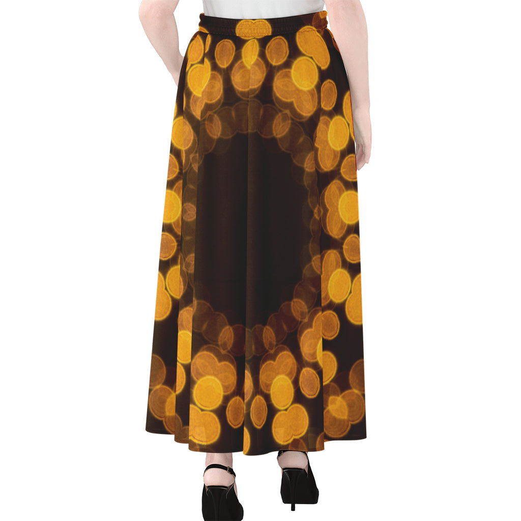 Yellow Spot Kaleidoscope Print Chiffon Maxi Skirt