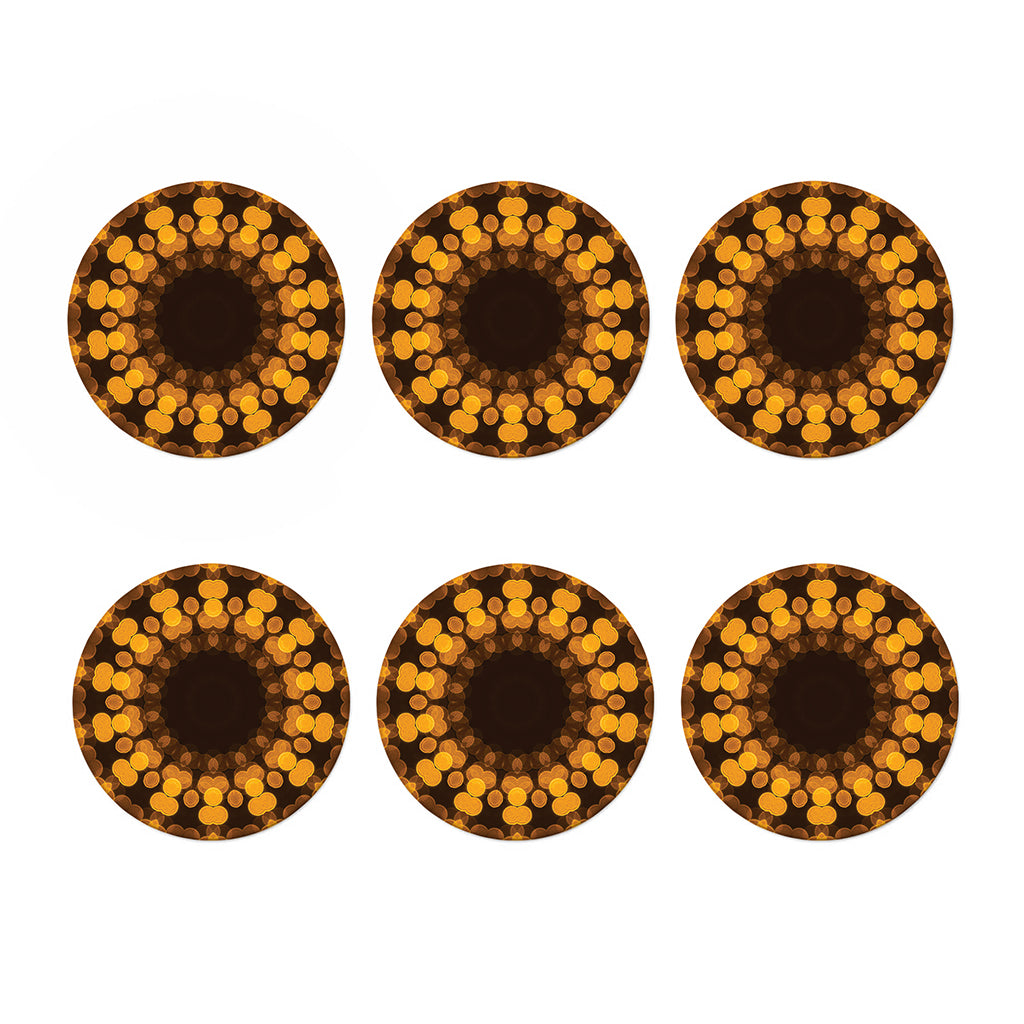 Yellow Spot Kaleidoscope Print Coaster Set