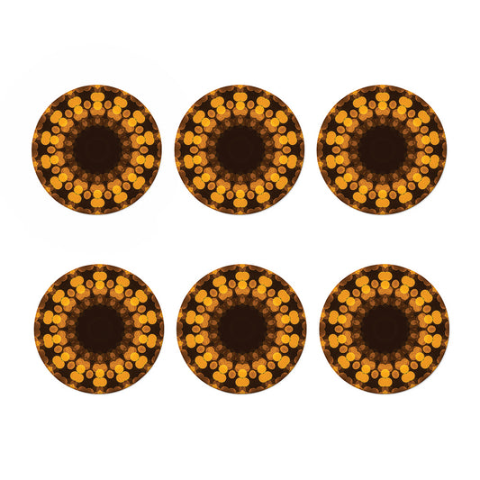 Yellow Spot Kaleidoscope Print Coaster Set