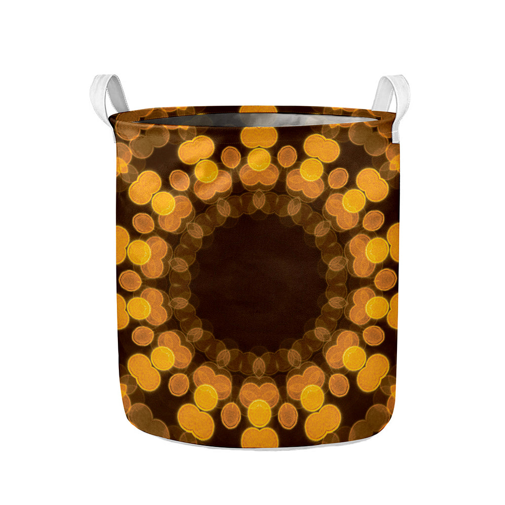 Yellow Spot Kaleidoscope Print Collapsible Laundry Basket