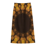 Yellow Spot Kaleidoscope Print Cotton Front Slit Maxi Skirt