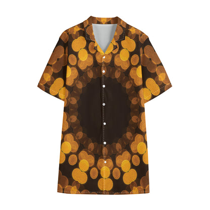 Yellow Spot Kaleidoscope Print Cotton Hawaiian Shirt
