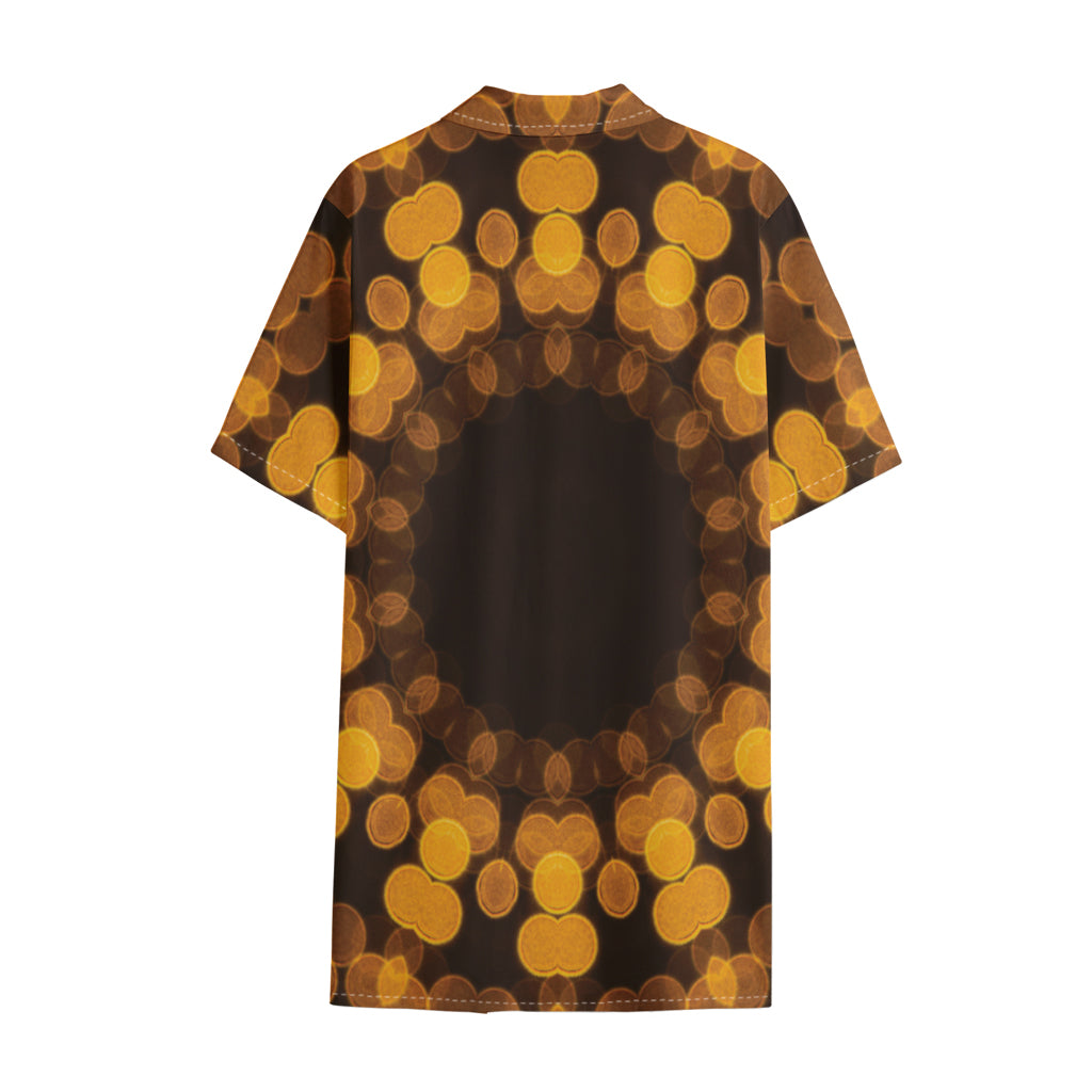 Yellow Spot Kaleidoscope Print Cotton Hawaiian Shirt