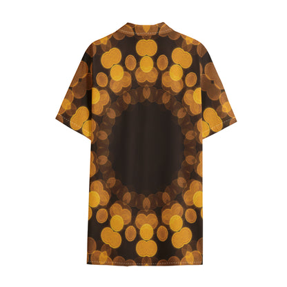 Yellow Spot Kaleidoscope Print Cotton Hawaiian Shirt