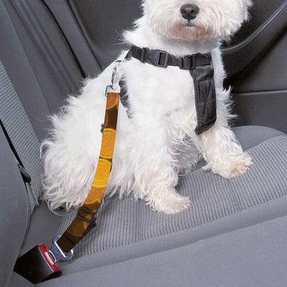 Yellow Spot Kaleidoscope Print Dog Seat Belt