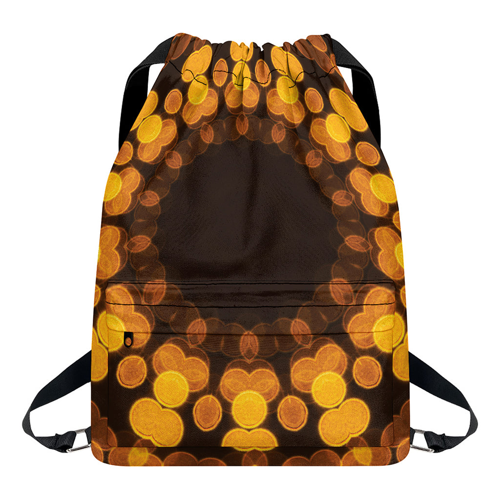 Yellow Spot Kaleidoscope Print Drawstring Backpack