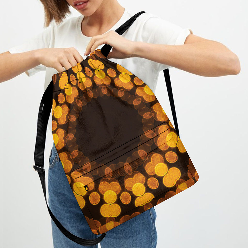 Yellow Spot Kaleidoscope Print Drawstring Backpack