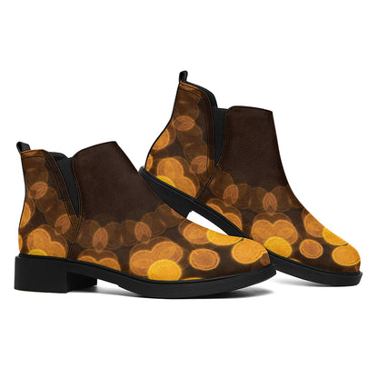 Yellow Spot Kaleidoscope Print Flat Ankle Boots