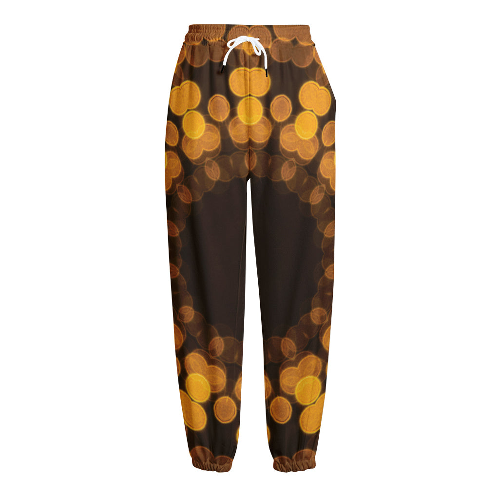 Yellow Spot Kaleidoscope Print Fleece Lined Knit Pants