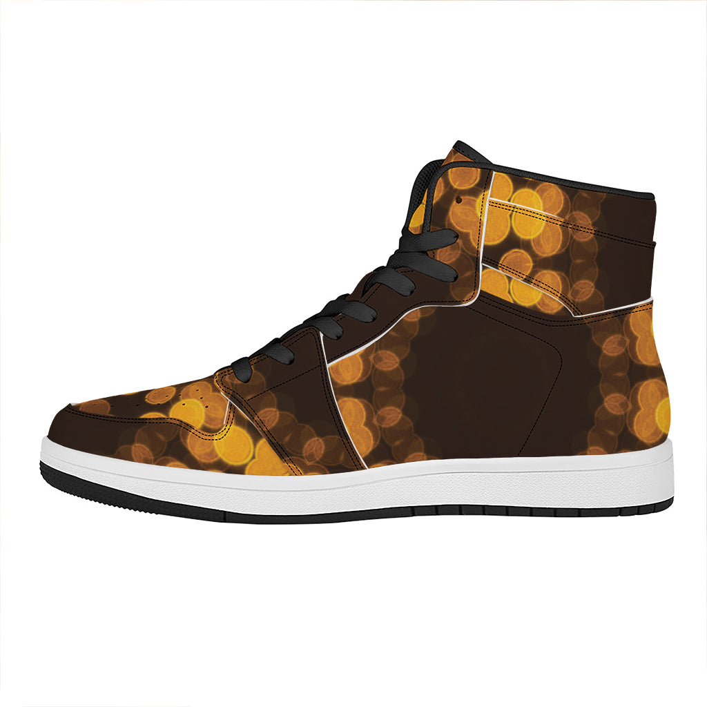 Yellow Spot Kaleidoscope Print High Top Leather Sneakers