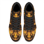 Yellow Spot Kaleidoscope Print High Top Leather Sneakers