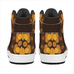 Yellow Spot Kaleidoscope Print High Top Leather Sneakers