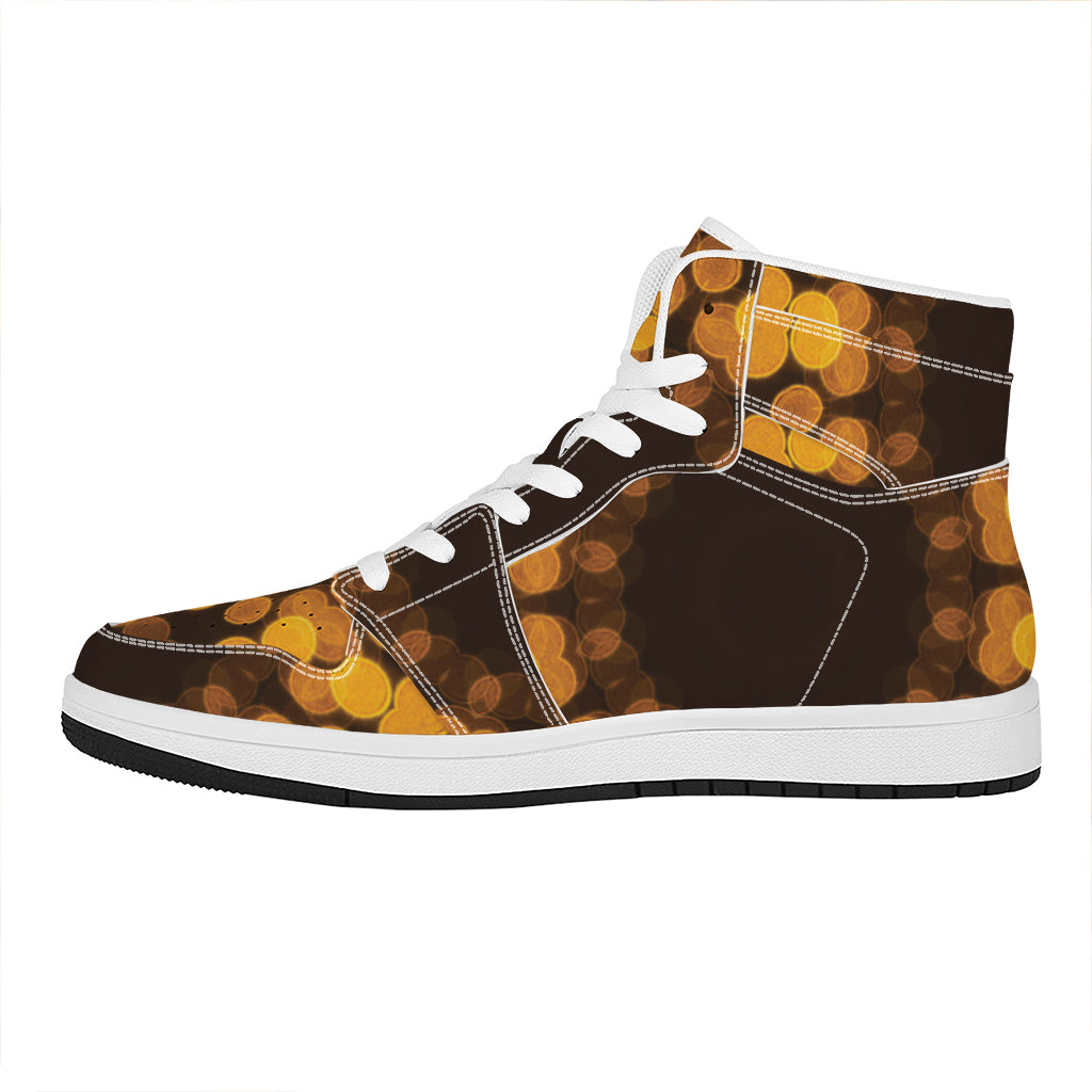 Yellow Spot Kaleidoscope Print High Top Leather Sneakers