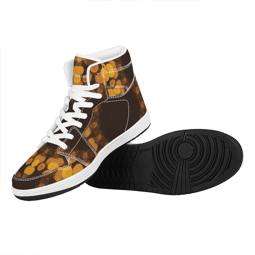 Yellow Spot Kaleidoscope Print High Top Leather Sneakers