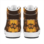 Yellow Spot Kaleidoscope Print High Top Leather Sneakers