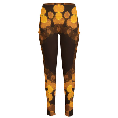 Yellow Spot Kaleidoscope Print High-Waisted Pocket Leggings
