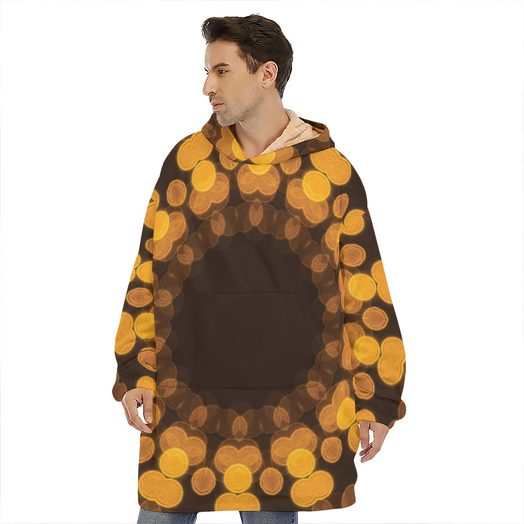 Yellow Spot Kaleidoscope Print Hoodie Blanket
