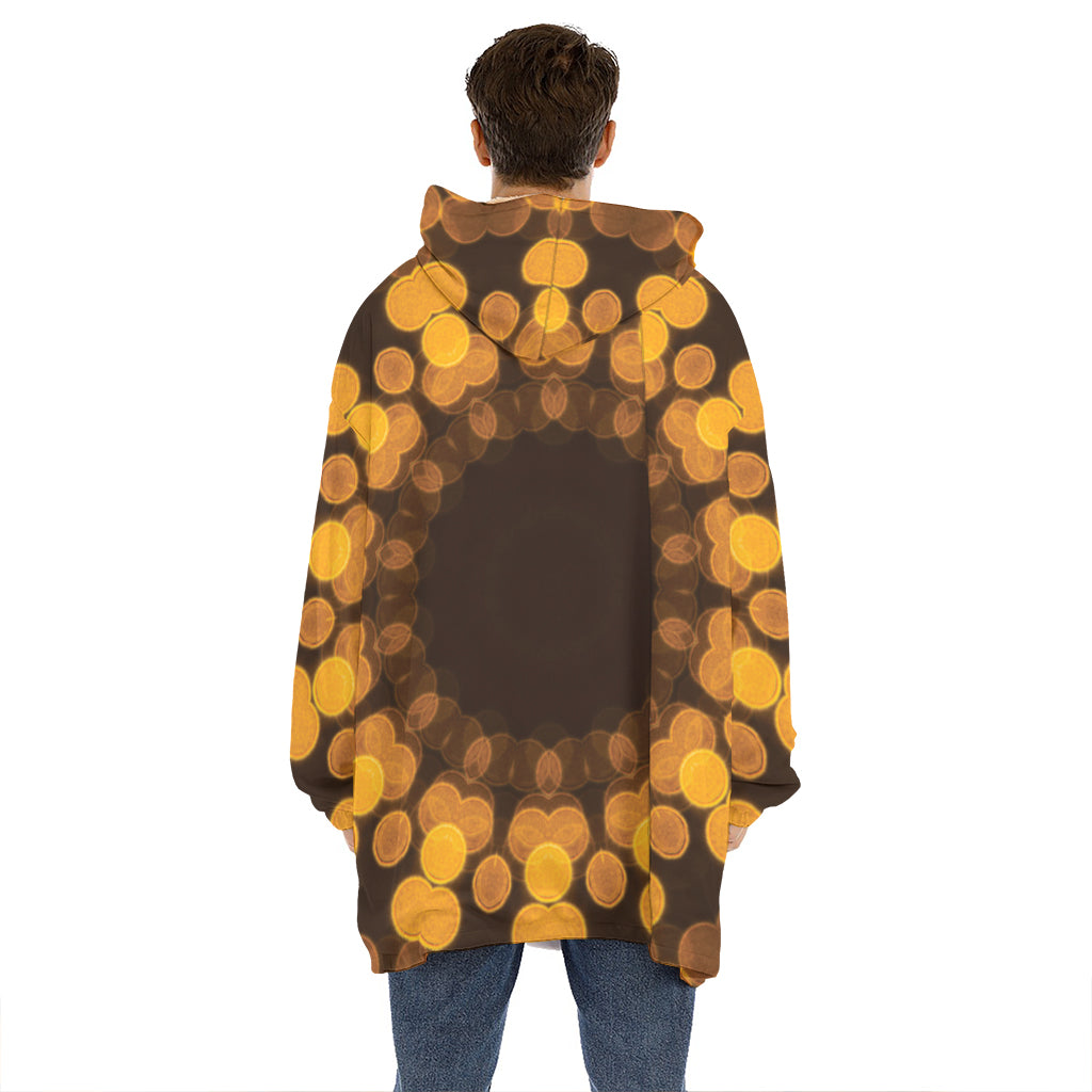 Yellow Spot Kaleidoscope Print Hoodie Blanket