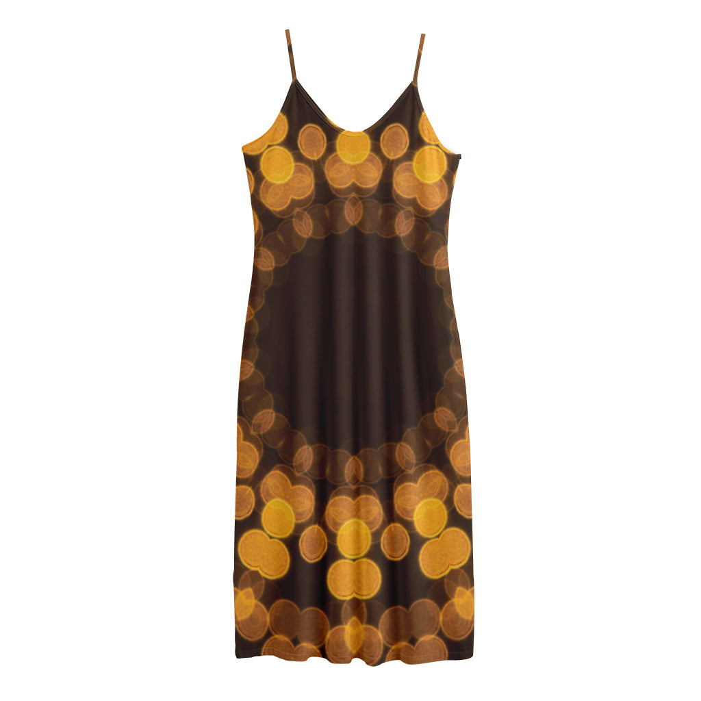 Yellow Spot Kaleidoscope Print Jersey Midi Cami Dress