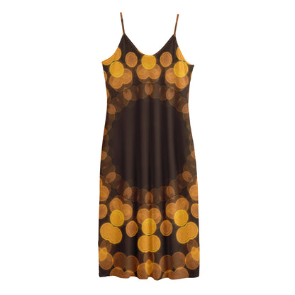 Yellow Spot Kaleidoscope Print Jersey Midi Cami Dress