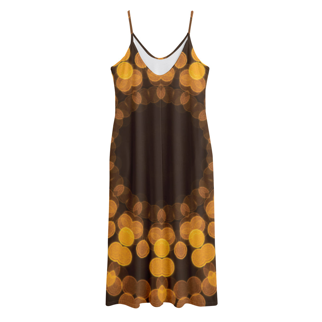 Yellow Spot Kaleidoscope Print Jersey Midi Cami Dress