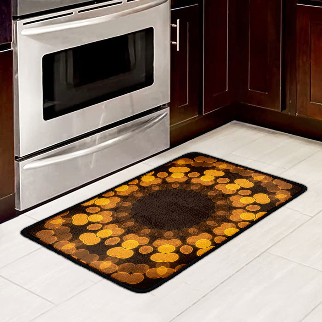 Yellow Spot Kaleidoscope Print Kitchen Mat