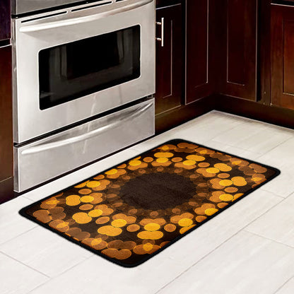 Yellow Spot Kaleidoscope Print Kitchen Mat