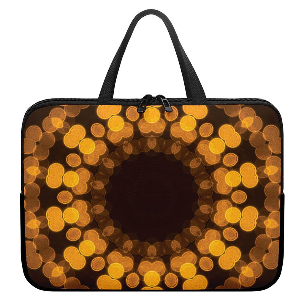 Yellow Spot Kaleidoscope Print Laptop Sleeve With Handle