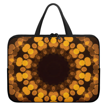 Yellow Spot Kaleidoscope Print Laptop Sleeve With Handle