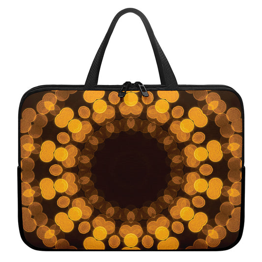 Yellow Spot Kaleidoscope Print Laptop Sleeve With Handle
