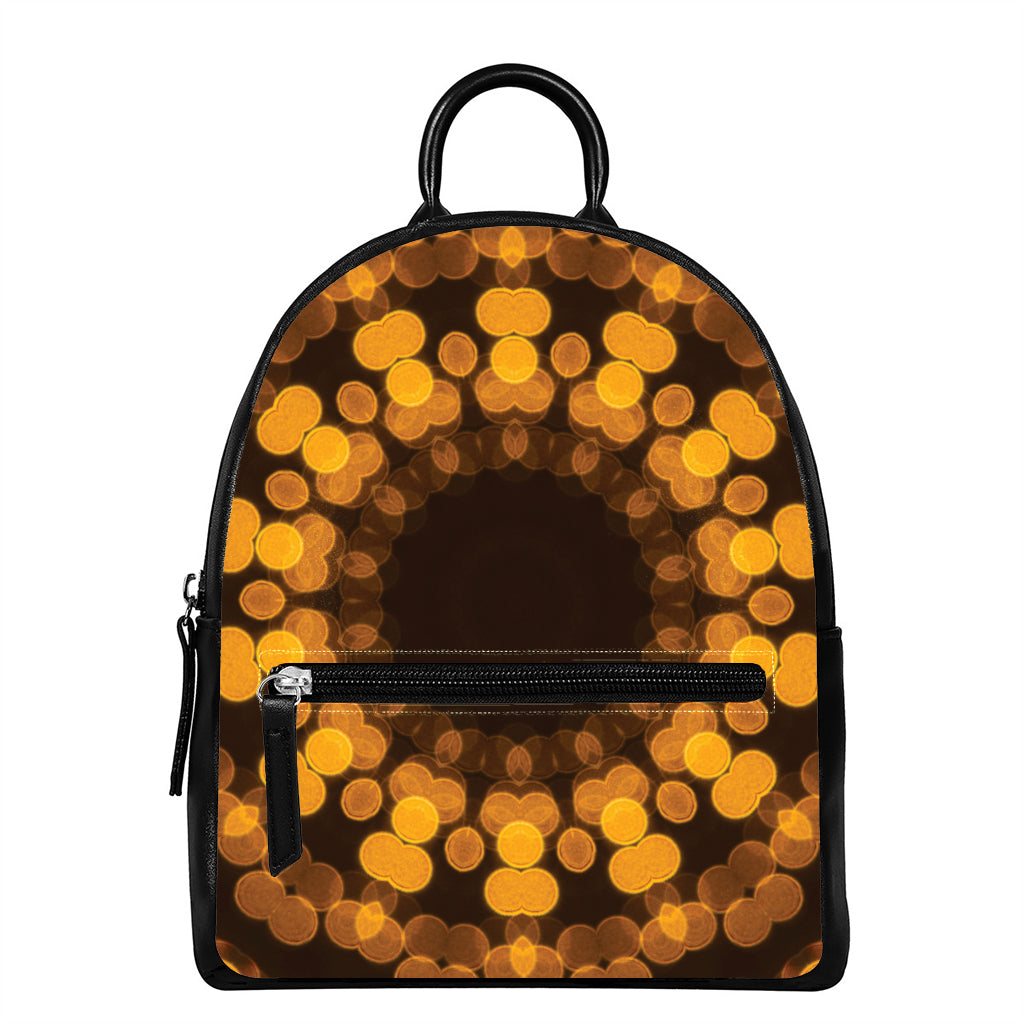 Yellow Spot Kaleidoscope Print Leather Backpack