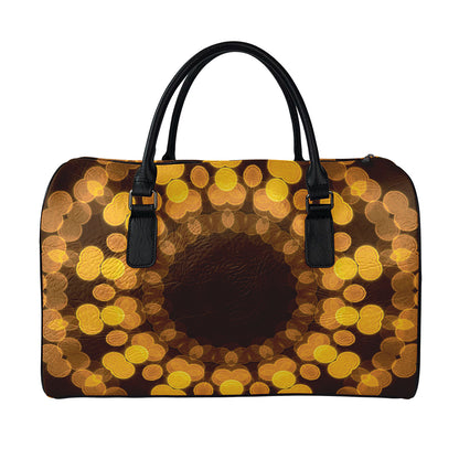 Yellow Spot Kaleidoscope Print Leather Duffle Bag