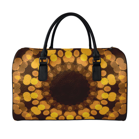 Yellow Spot Kaleidoscope Print Leather Duffle Bag