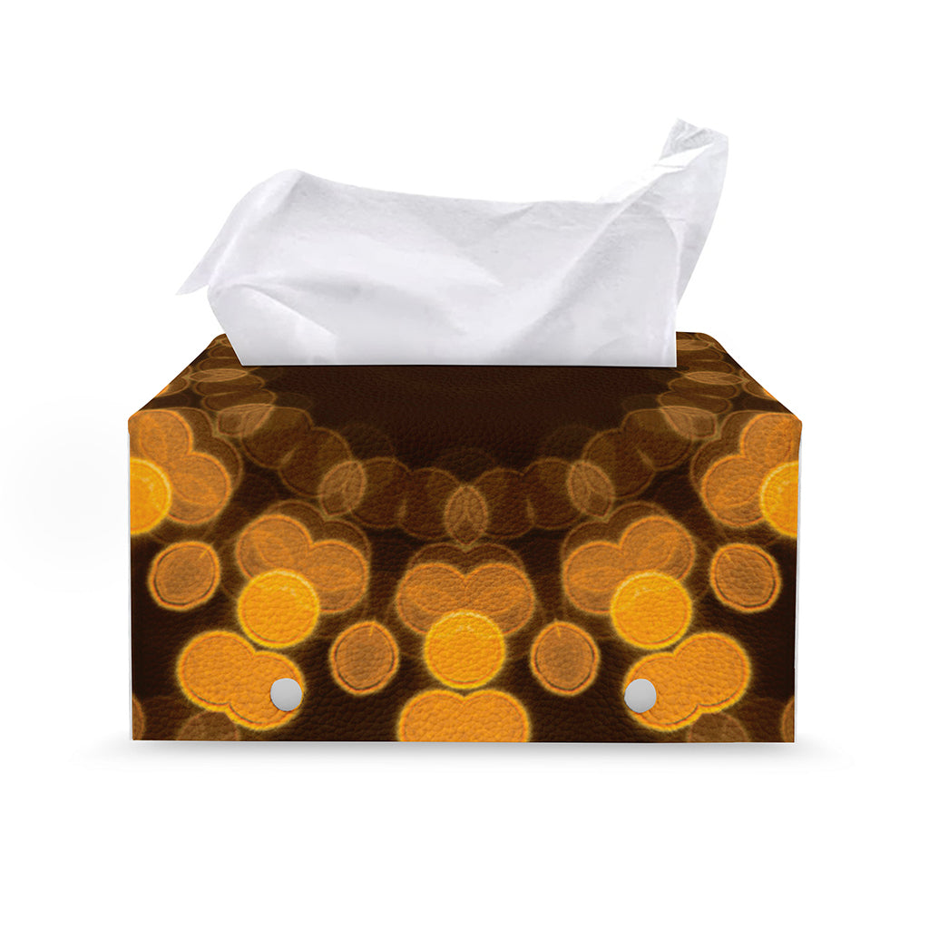 Yellow Spot Kaleidoscope Print Leather Tissue Box Cover