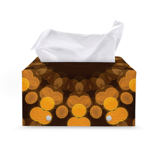 Yellow Spot Kaleidoscope Print Leather Tissue Box Cover