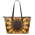 Yellow Spot Kaleidoscope Print Leather Tote Bag With Zipper