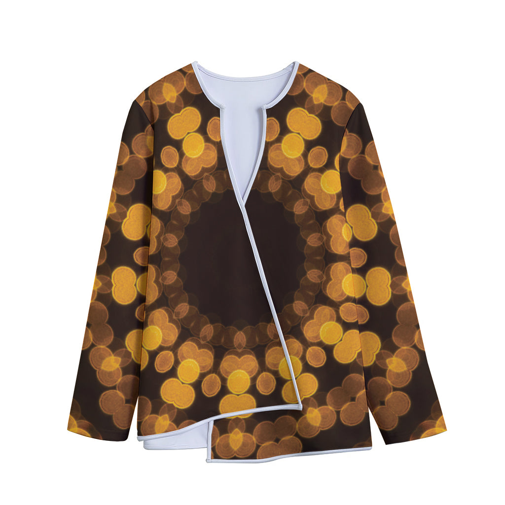 Yellow Spot Kaleidoscope Print Long Sleeve Short Coat