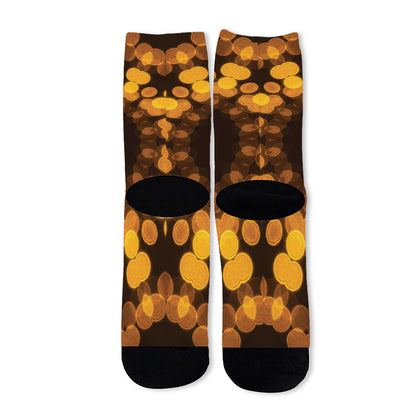 Yellow Spot Kaleidoscope Print Long Socks