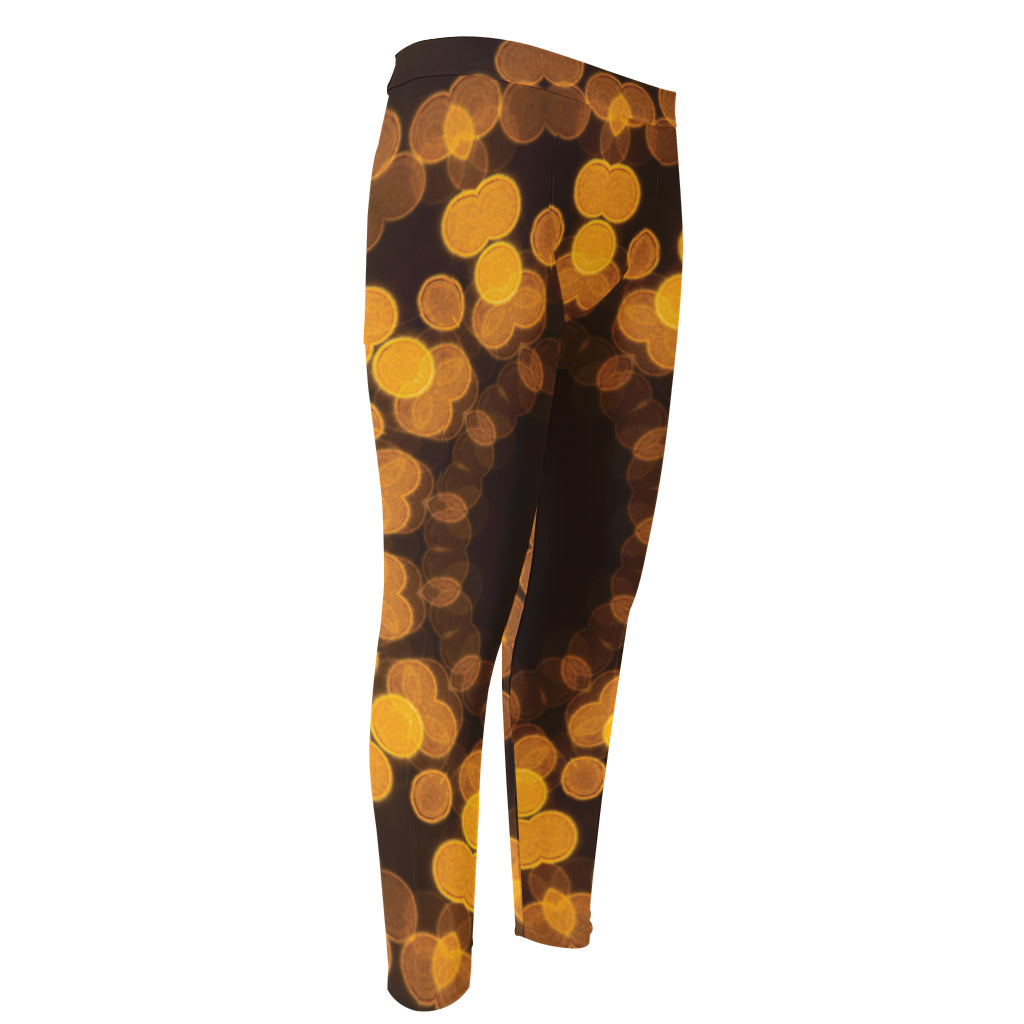 Yellow Spot Kaleidoscope Print Men's Compression Pants