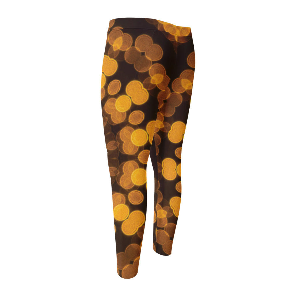 Yellow Spot Kaleidoscope Print Men's Compression Pants