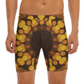 Yellow Spot Kaleidoscope Print Men's Long Boxer Briefs