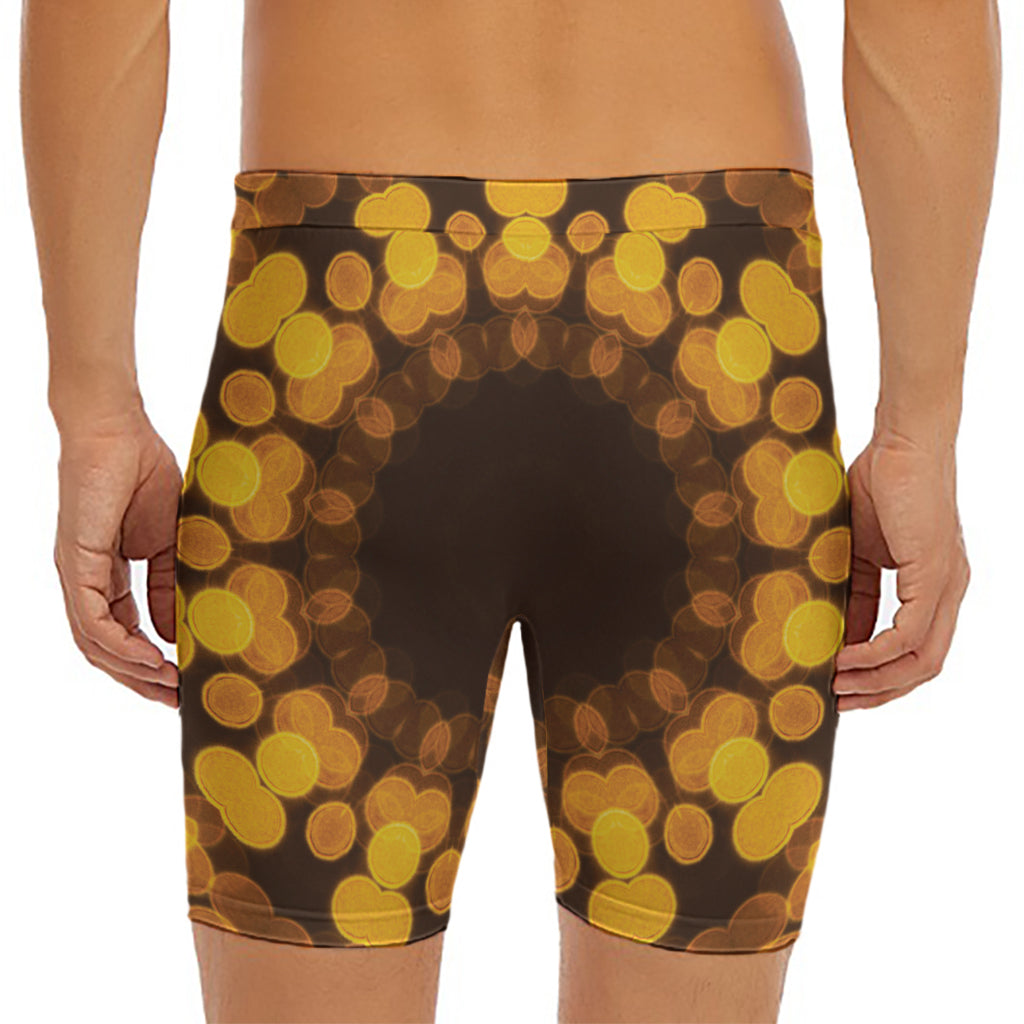 Yellow Spot Kaleidoscope Print Men's Long Boxer Briefs
