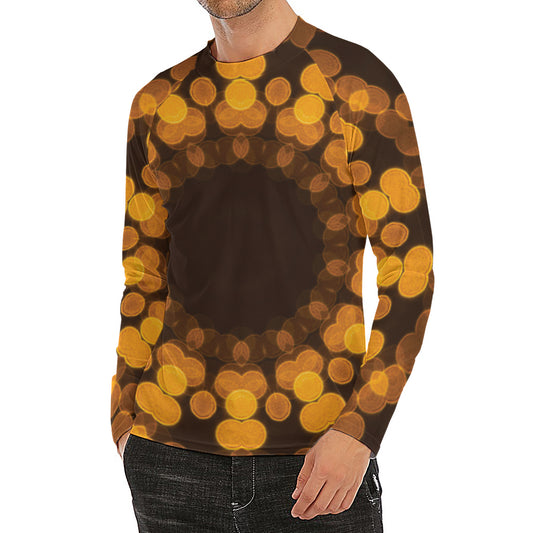Yellow Spot Kaleidoscope Print Men's Long Sleeve Rash Guard